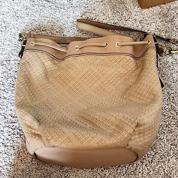 Coach Madison Marielle Woven Leather Drawstring Handbag GUC - Picture 14 of 16